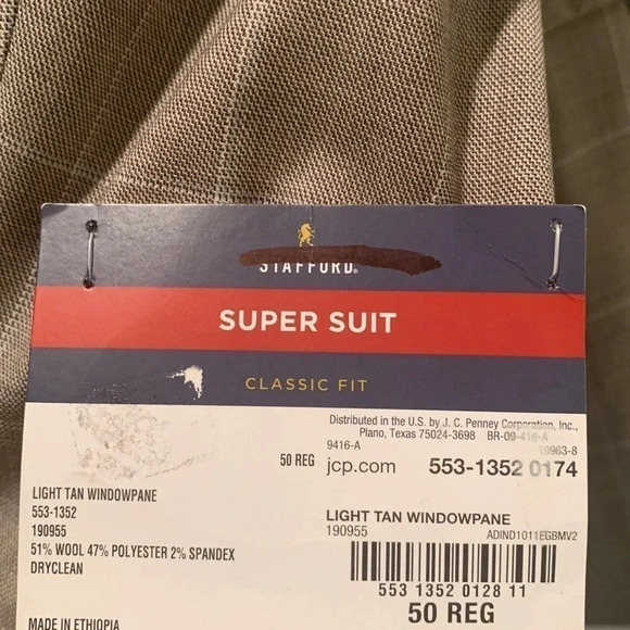 NWT Stafford Windowpane Jacket Blazer 50R Classic Fit - Picture 8 of 10